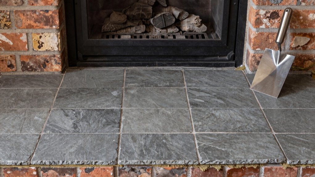 install fireplace hearth tiles