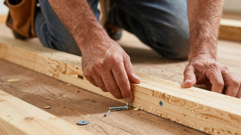 secure joists and subfloor to To silence squeaky wood floors