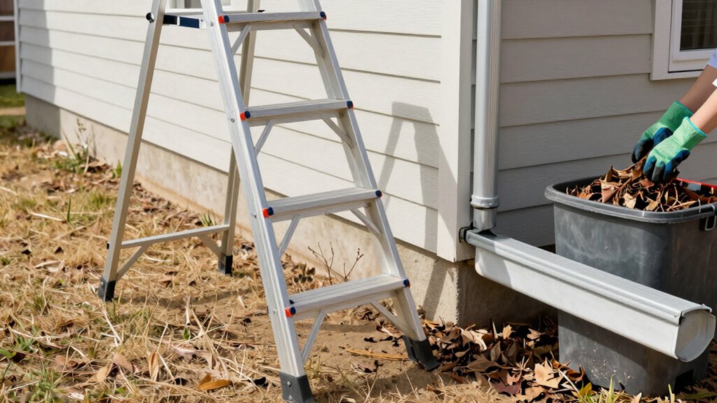 stable secure ladder setup