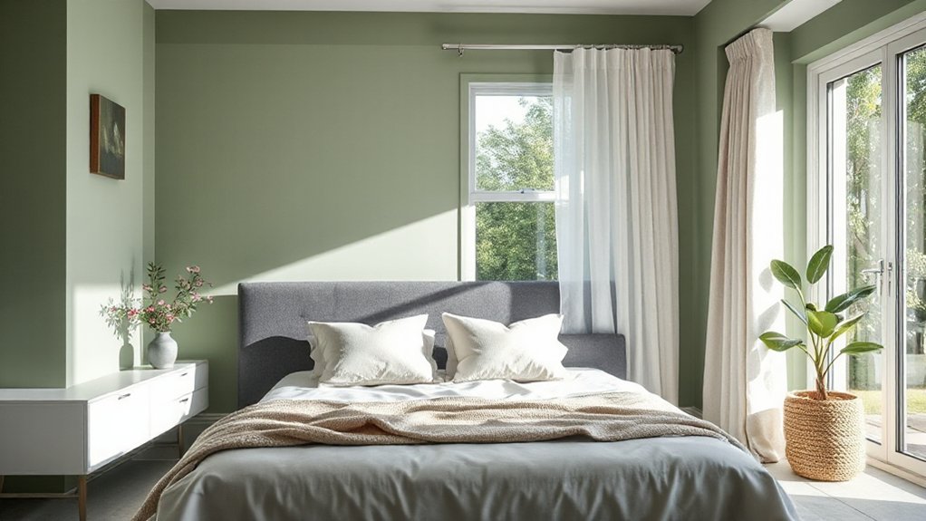elegant sage grey bedroom