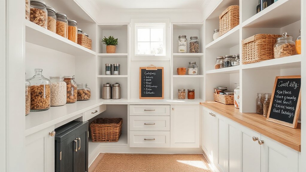 organize label zone rotate Small Walk In Pantry Ideas