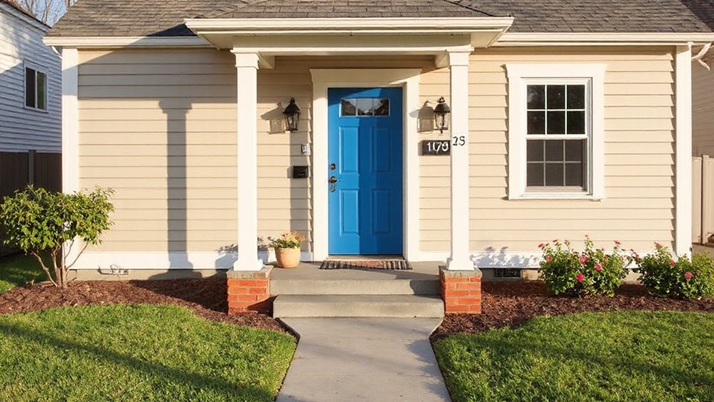 bold door fresh landscaping