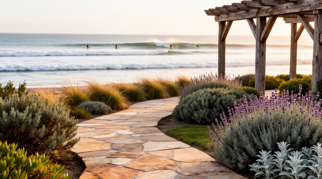 Coastal Property Landscaping With Stone Patios And Native Plants