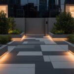 contemporary garden paving lighting