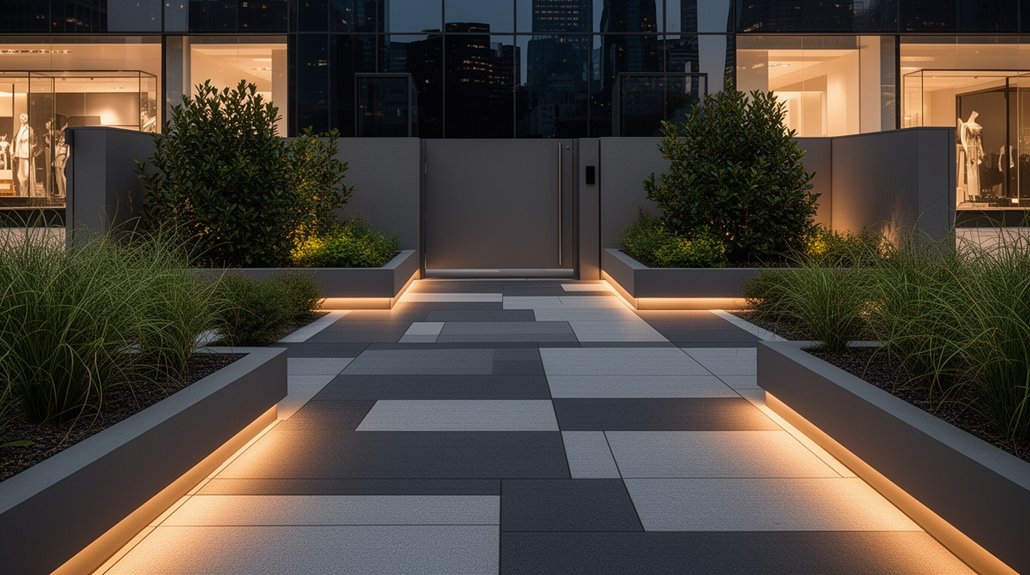 contemporary garden paving lighting