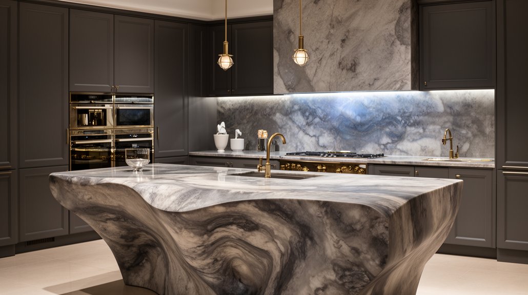 elegant sculpted stone islands