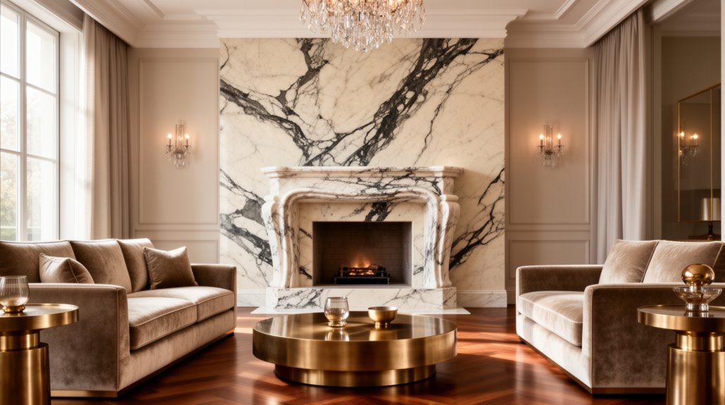 High‑End Living Rooms Featuring Bespoke Marble Fireplaces