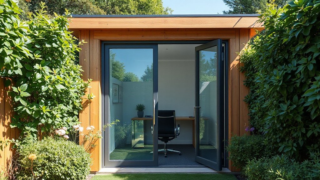 separate functional outdoor workspace garden room or home office